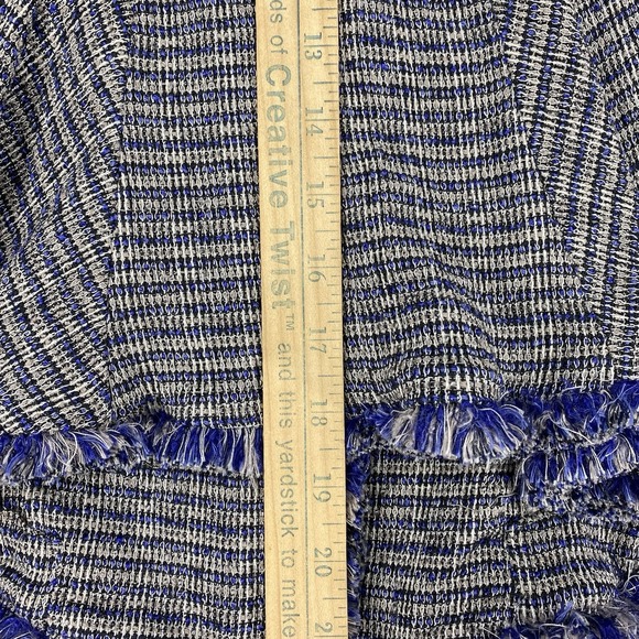Theyskens' Theory Jacket Womens 4 Blue‎ Jossak Tweed Button Fringe Metallic Lady - Picture 13 of 13